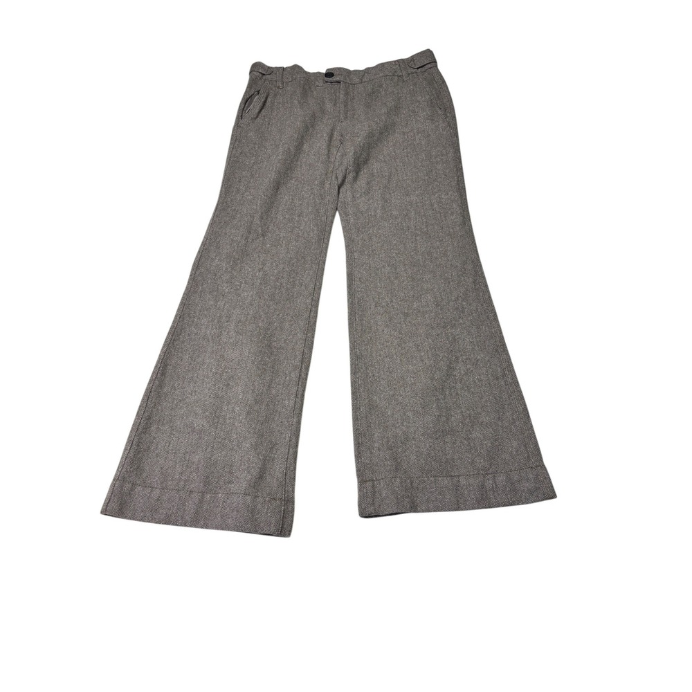 Banana Republic Wool Herringbone‎ Wide Leg Trousers Brown Size 8 W33 L31